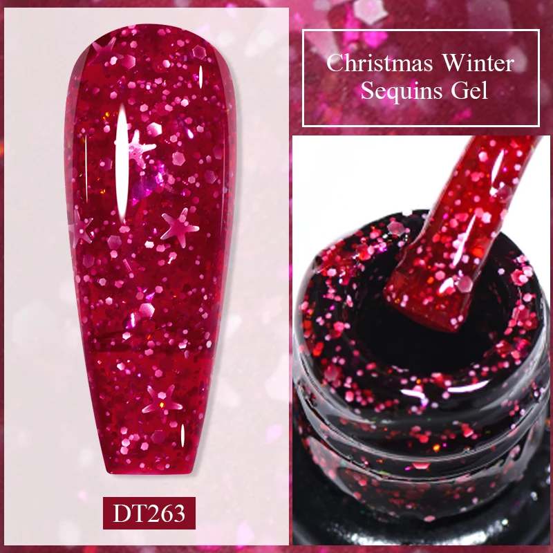 7Ml Kerst Glitter Gel Nagellak Glanzende Pailletten Winterkleur Semi-Permanant Weken Van Uv Led Gel Manicure Nail Art Lak