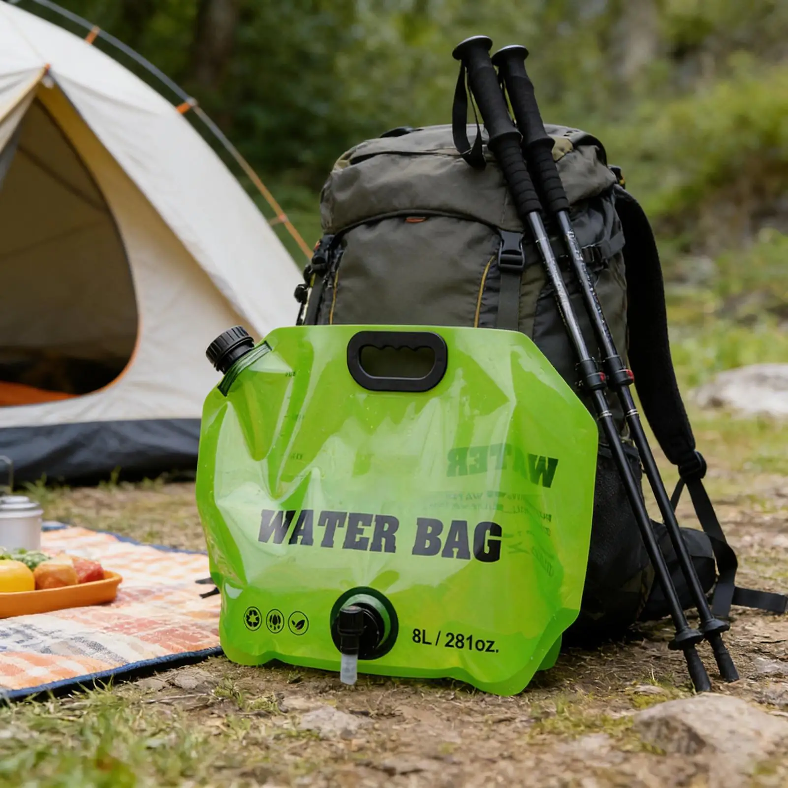 Water Container for Camping 8L Portable Reusable with Spigot Food Grade Water Storage Containers for Outdoor Hiking Backpacking
