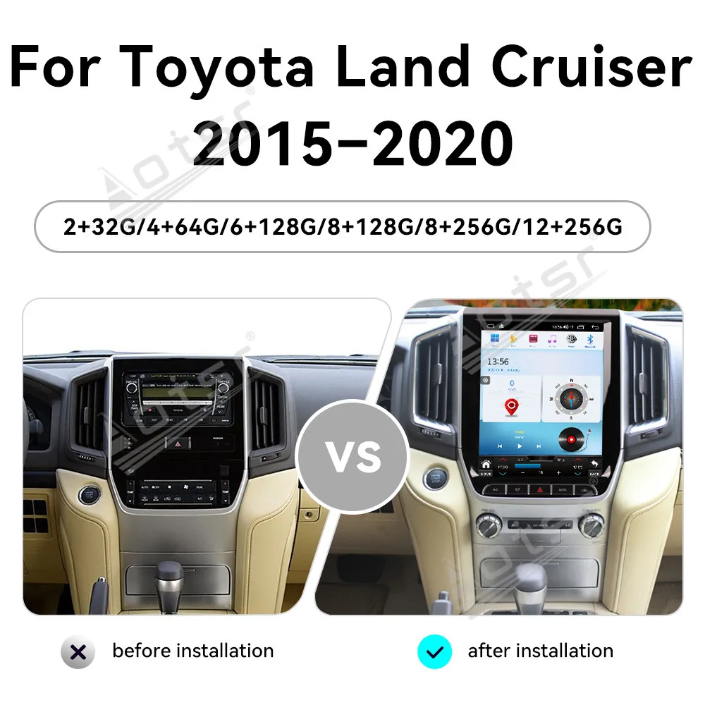 Touch Screen Android 14 Auto Multimedia Car Radio For Toyota Land Cruiser 2015-2020 Car GPS Navigation Audio Stereo Head Unit