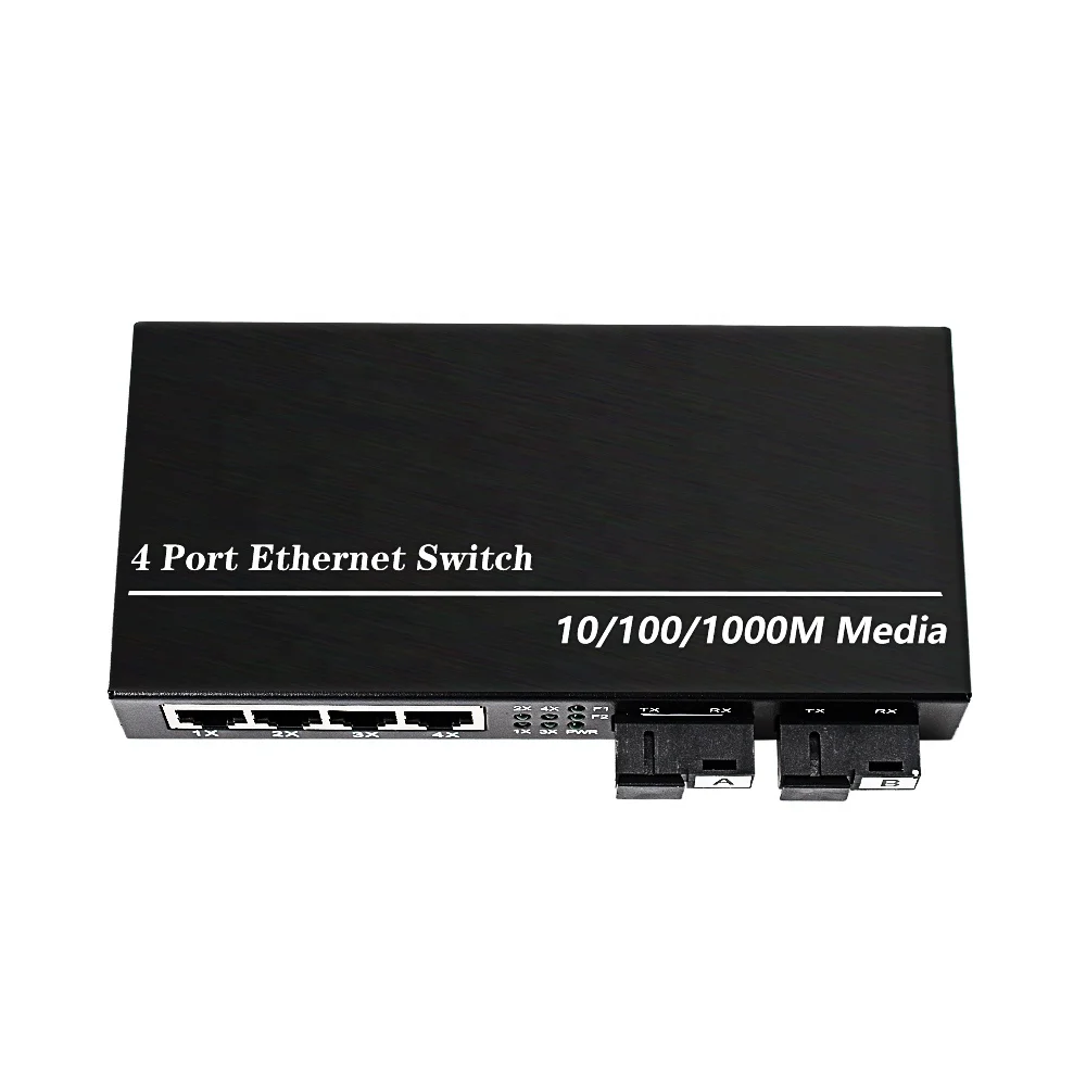 Gigabit Ethernet Switch, Fiber Optical Switch, 2G4E, 2 SC Fiber Port, 4 RJ45, 10/100/1000M