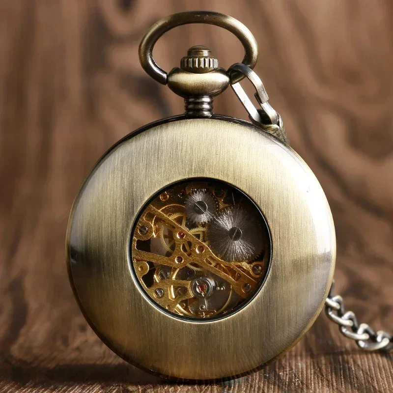 Reloj de bolsillo mecánico de madera Vintage con números romanos, esfera de flor tallada creativa, relojes de madera, cadena colgante, regalos para marido