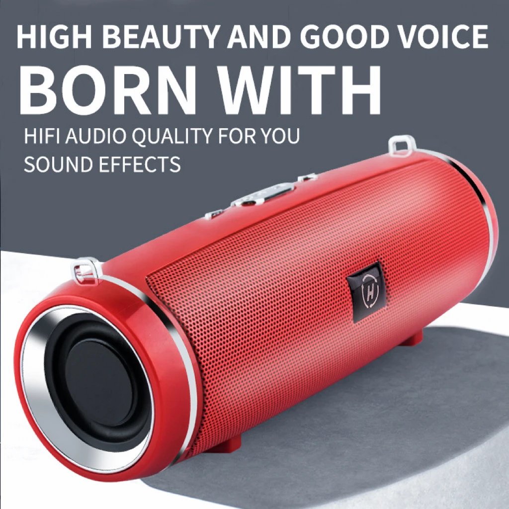 Portable IPX7 Waterproof Outdoor HIFI Column Speaker Wireless Bluetooth Speaker Subwoofer Stereo Sound Box FM Radio TF Boom box