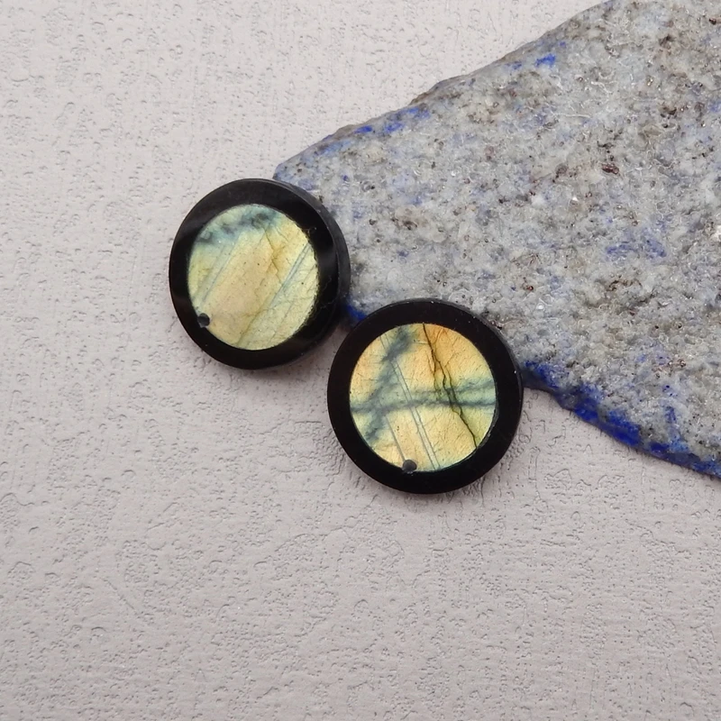 Round Natural Stone Earrings For Women,Handmade Jewelry,Obsidian Labradorite Fashion Earrings Accessories,DIY Making,20x3mm,4g