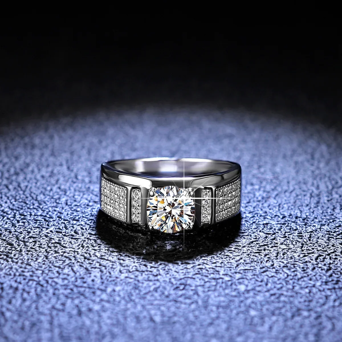 PT950 Platinum Moissanite Diamante Garnet Anéis para Homens Atmosfera Simples Chefe Anel Masculino Anel de Casamento