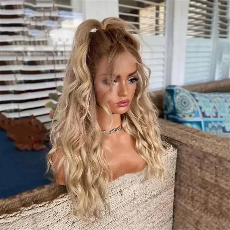 

Парик с плотностью 150%, омбре, золотисто-русый, с HD-кружевной передней частью, для вечеринок, повседневной носки, косплея, из термостойкого волокна, без клея, мягкий, синтетический парик