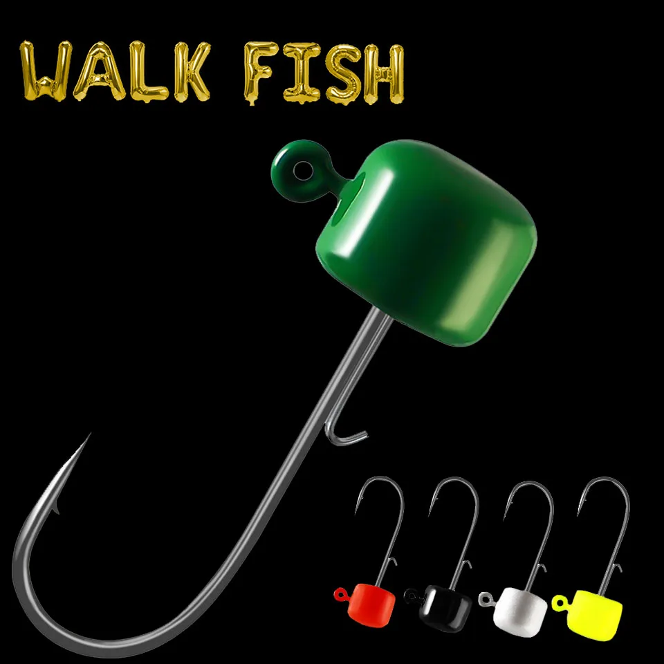 5Pcs 3.5G/5G Head Hook Fixture Powerful Jig Head T-tail Worm Lure Anti-bait Auxiliary Bracket Bass Hook