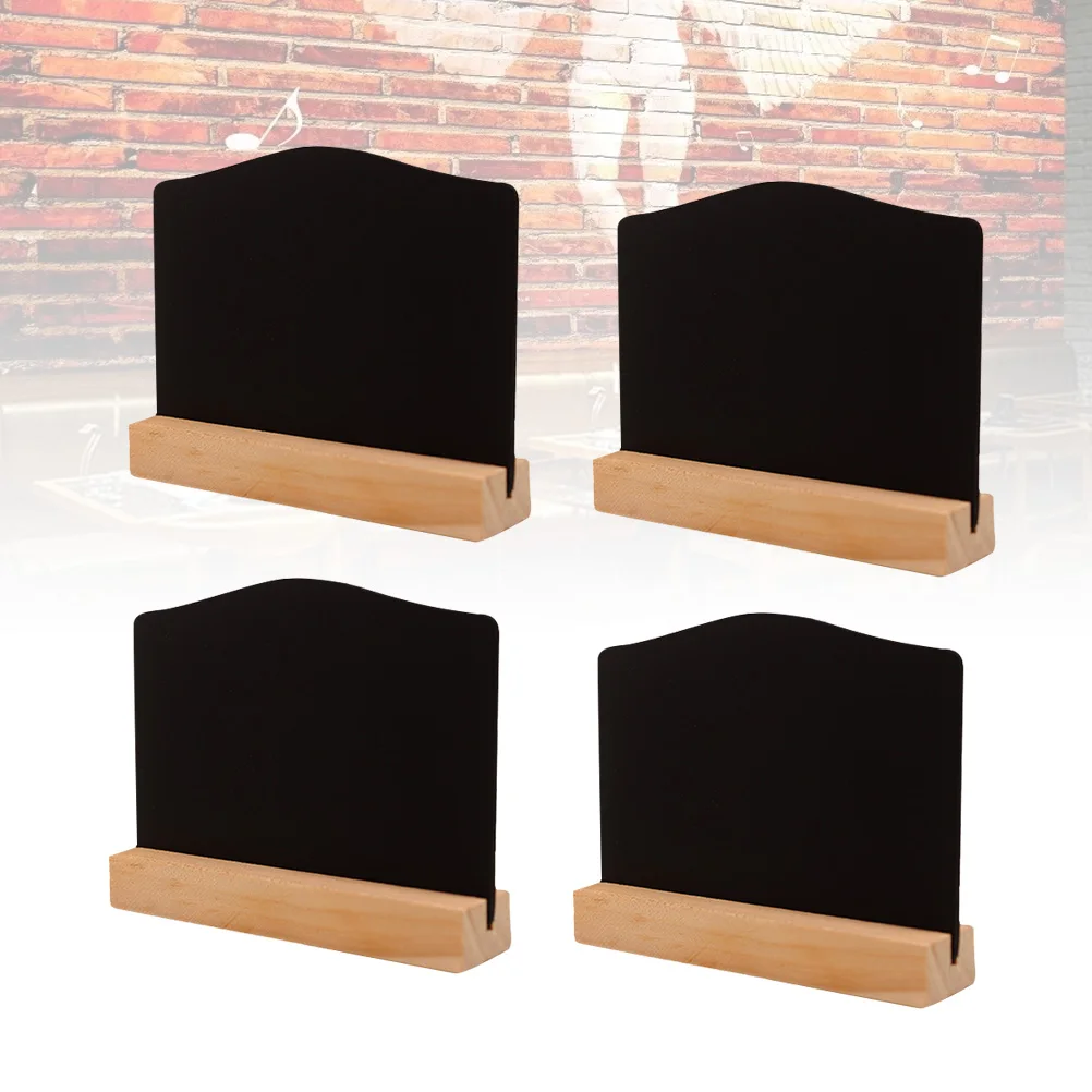 4pcs Arched Double Sided Wooden Chalkboard Stand Message Board Clips For Wedding Party Coffee Bar Light Brown Tabletop Sign