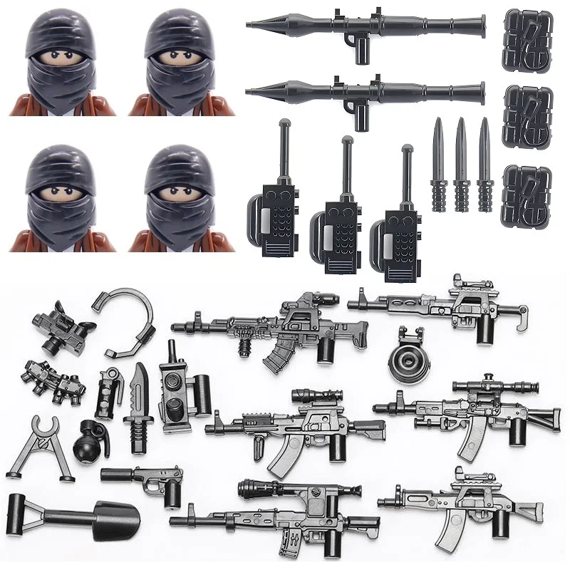 Military Mini Action Figures Weapons Arab Armed Elements Villain Specia Force Soldier MOC SWAT Building Block Bricks Parts Toys