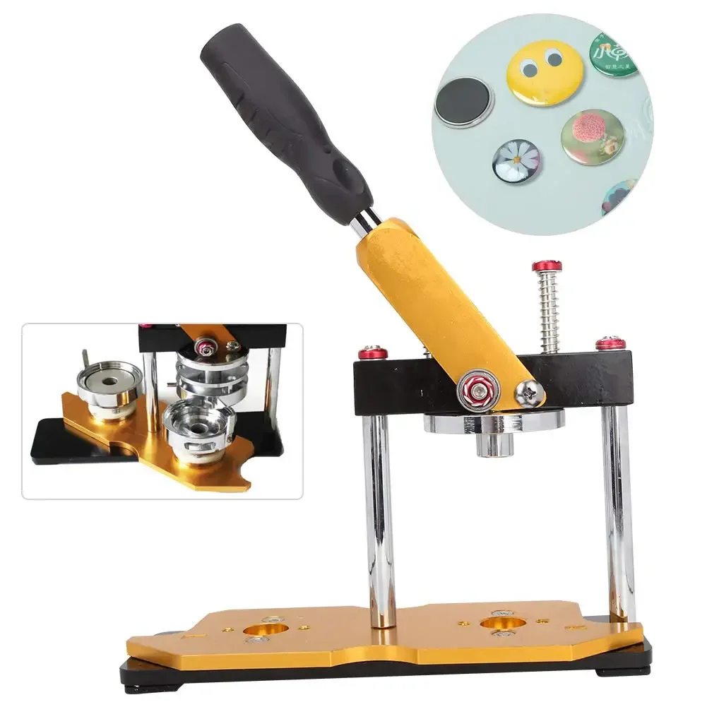 Rotary Badge Machine Shaking Head Badge Machine Without Badge Mold DIY Yellow Is Suitable As A Gift for Children and Friends