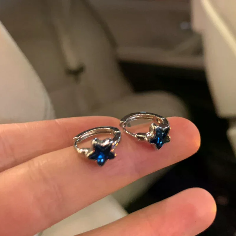 1Pair Mini Zircon Star Hoop Earrings for Women Gold Plated Metal Earrings Korean Fashion Ear Buckle Jewelry Accessories Gifts
