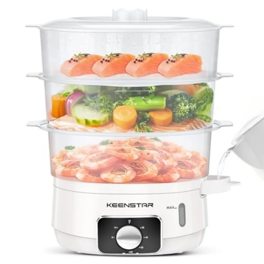 

Electric Food Steamer for Cooking 13.7QT Vegetable Steamer with 3 Tiers BPA-Free Baskets 800W Fast Simultaneous Cooking 60-Minu