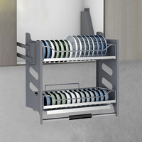 304 stainless steel Kitchen Hanging cabinet dishes pull basket double layer Damping hydraulic lifting drawer baskets bowl shelf