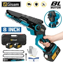 Gisam 8 Inch Brushless Electric Saw Cordless Electric Chainsaw Woodworking Garden Pruning Saw Tools For Makita 18V Battery Pins