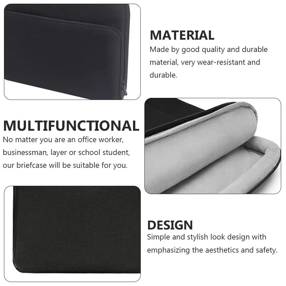 1 قطعة حقيبة كمبيوتر محمول للأعمال مقاومة للماء حقيبة محمولة خفيفة الوزن لأجهزة الكمبيوتر المحمول والكمبيوتر المحمول وحقيبة تخزين المستندات باللون الأسود