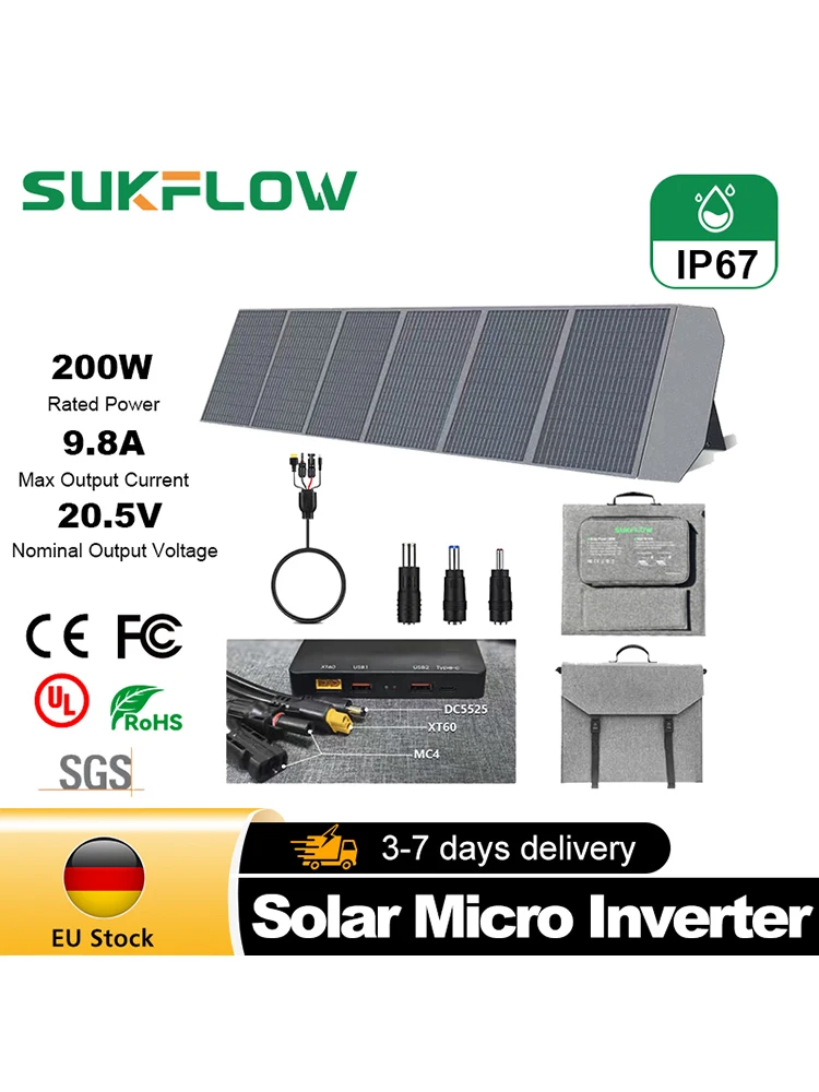 200W Solarpanel im tragbaren Design für den Außenbereich, wiederaufladbares Solar-Ladegerät für Camping