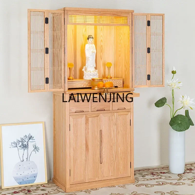 MJY red oak vertical cabinet household Buddhist niche offering table Buddhist hall cabinet