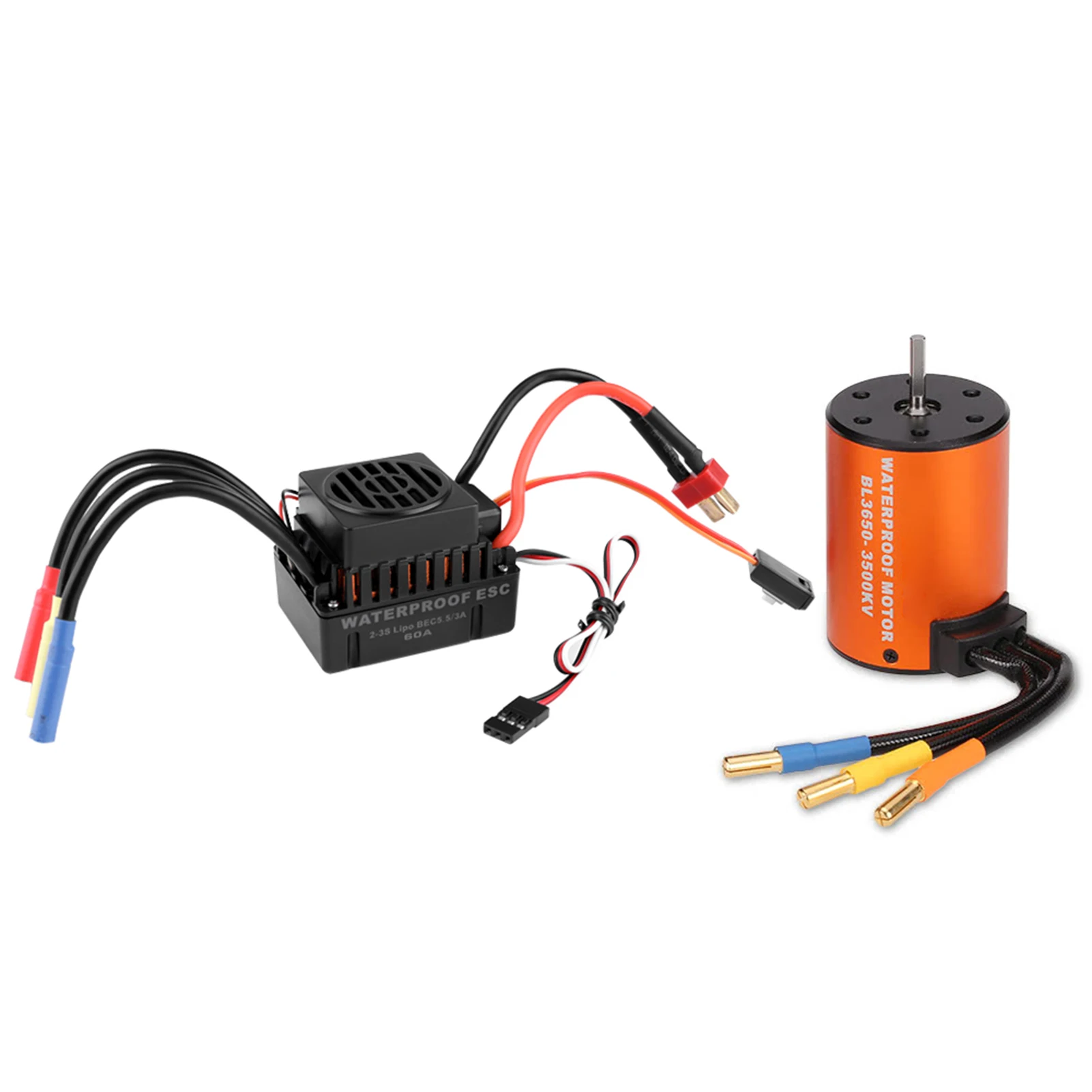 GoolRC ترقية مقاوم للماء 3650 3500KV فرش السيارات مع 60A ESC كومبو مجموعة ل 1/10 RC سيارة شاحنة موتور ESC كومبو RC قارب أسود