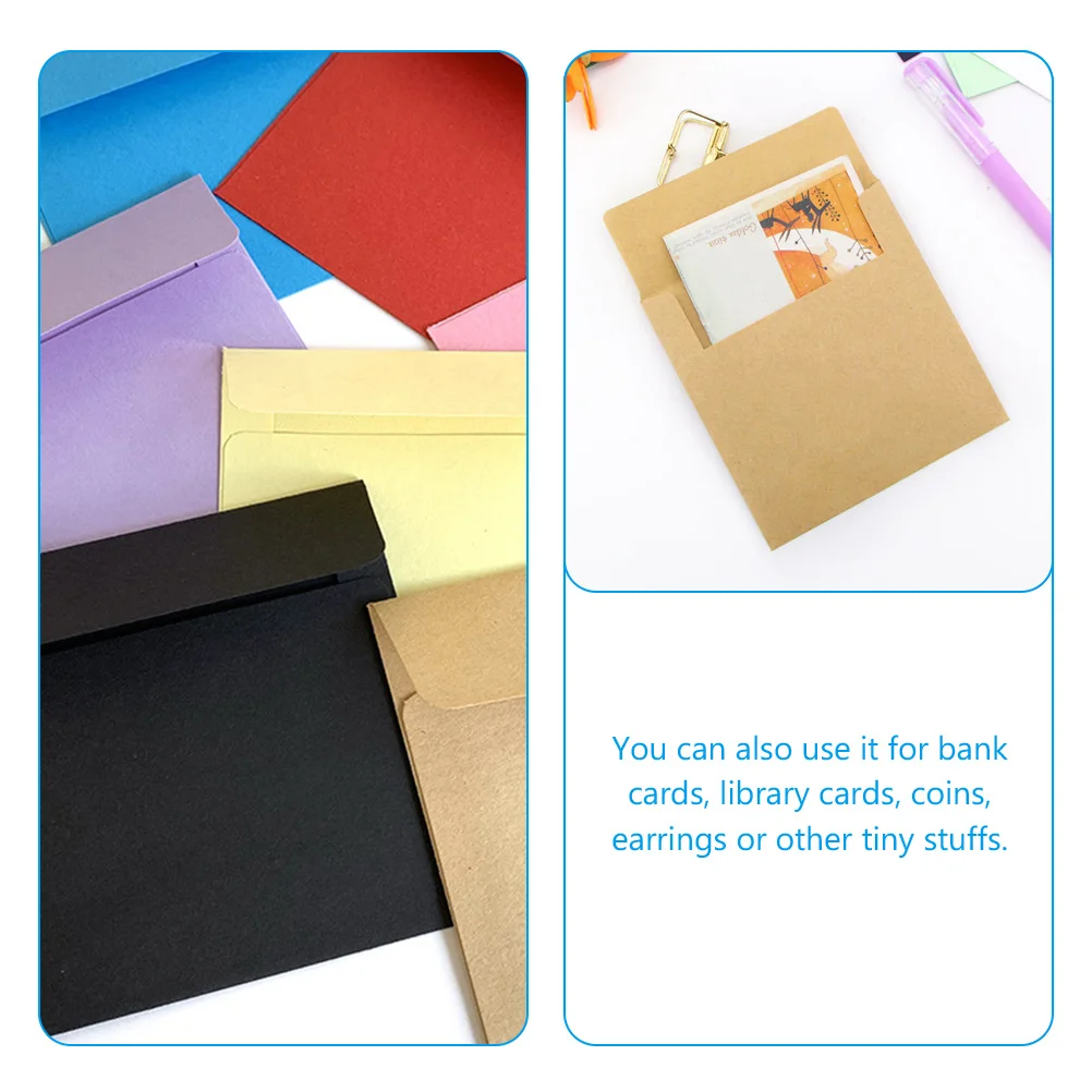 100 Pcs Small Envelopes Kraft Paper Membership Card Envelopes Invitation Cards Greeting Cards Coin Envelopes Keys Envelopes Cash