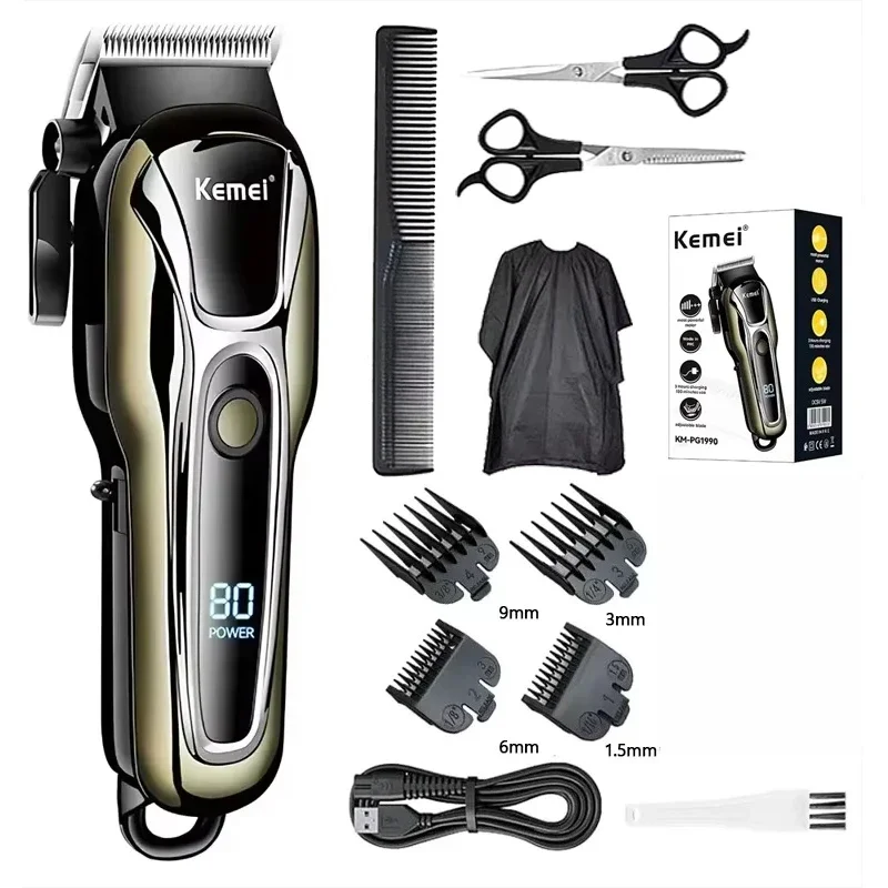 Kemei PG1990A Oplaadbare Tondeuse of Limietkammen Professionele Draadloze Mannen Tondeuse Heren Haar Snijmachine Kapper