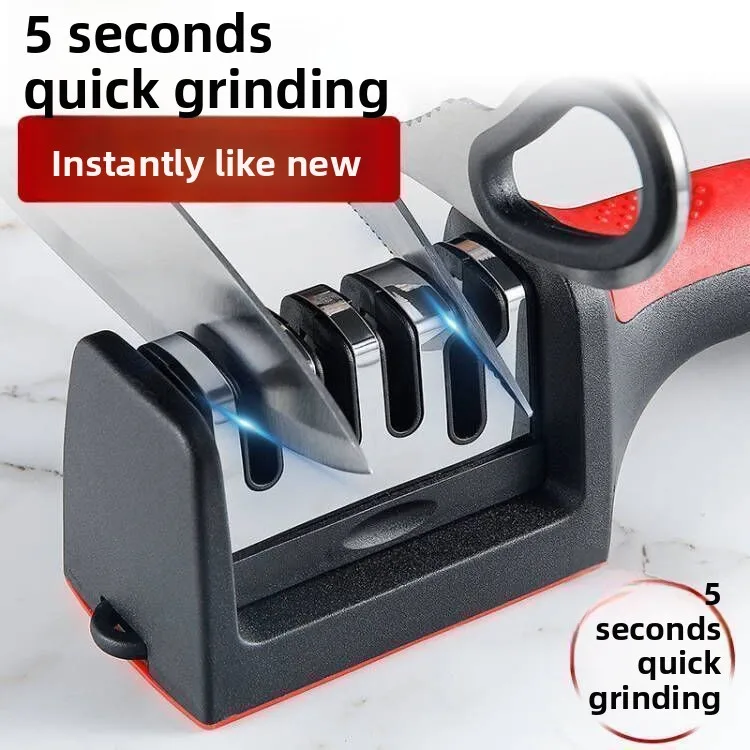 Kitchen Knife Sharpener 3 Stage Fast Grinding Tool Professional Manual Sharpening System Non Slip Safe for Home Chef Camping Use