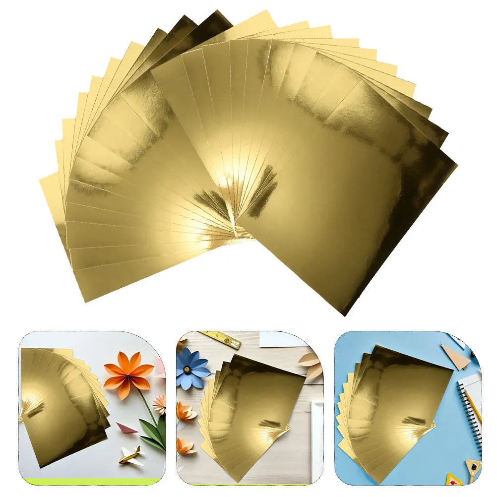 5Packs Mirror Cardstock Gold Metallic A4 Size Smooth Fold Paper for DIY Craft Scrapbooking Projects Gold Cardstock