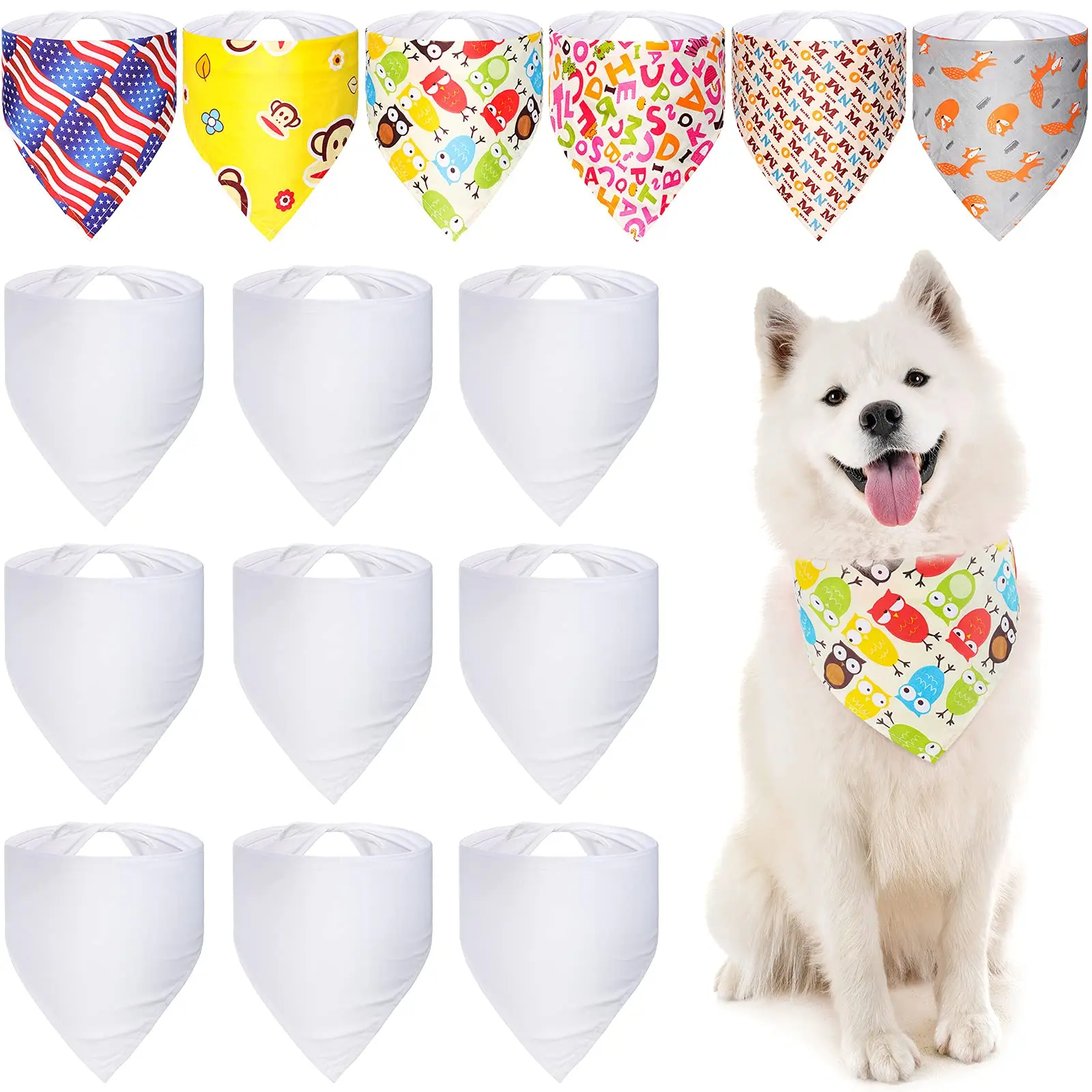 2/4Pcs Sublimation Pet Bandana Heat Transfer Washable Triangle Dog Scarf Sublimation Blank DIY Triangle Dog Puppy Bib Heat Press