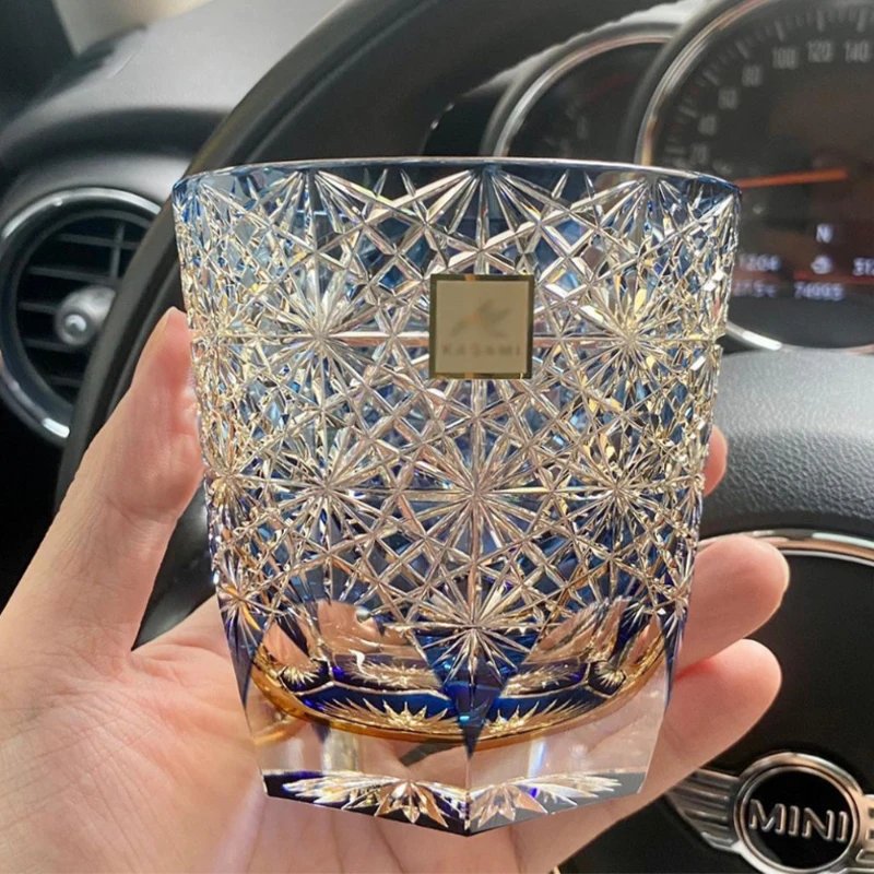 

Blue Daisy Crystal Glass High Beauty Light Luxury Whiskey Wine Glass High End Foreign Wine Cup Crafted By Traditional Craftsmen