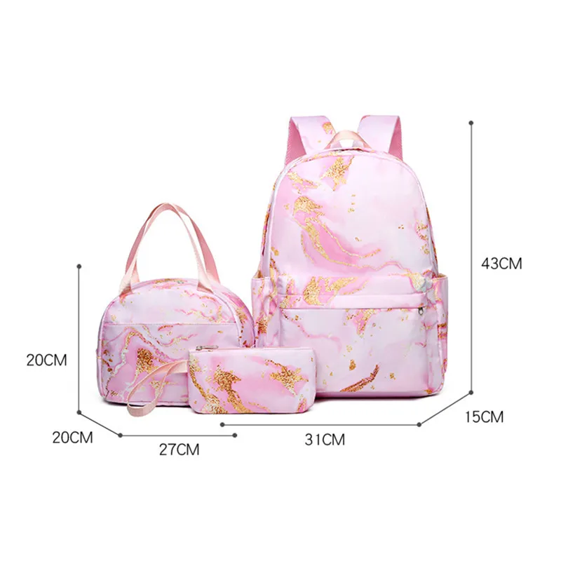 Mochila escolar de Color degradado para niñas y niños, bolsa de almuerzo linda, mochila multifunción, bolsa de escuela primaria, paquetes traseros impermeables impresos