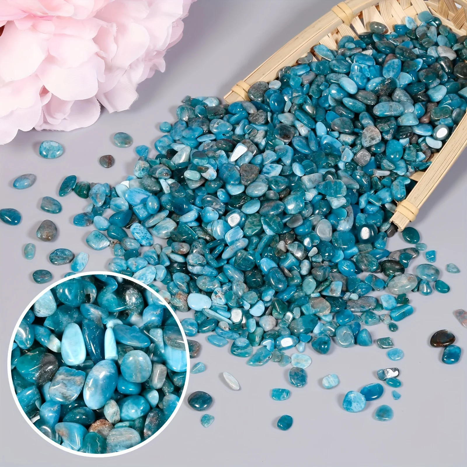 100g Natural Blue Apatite Crystal Flakes, Jewelry Making, Wishing Bottles, Home Decor & DIY Projects, 3-7mm Irregular Shape