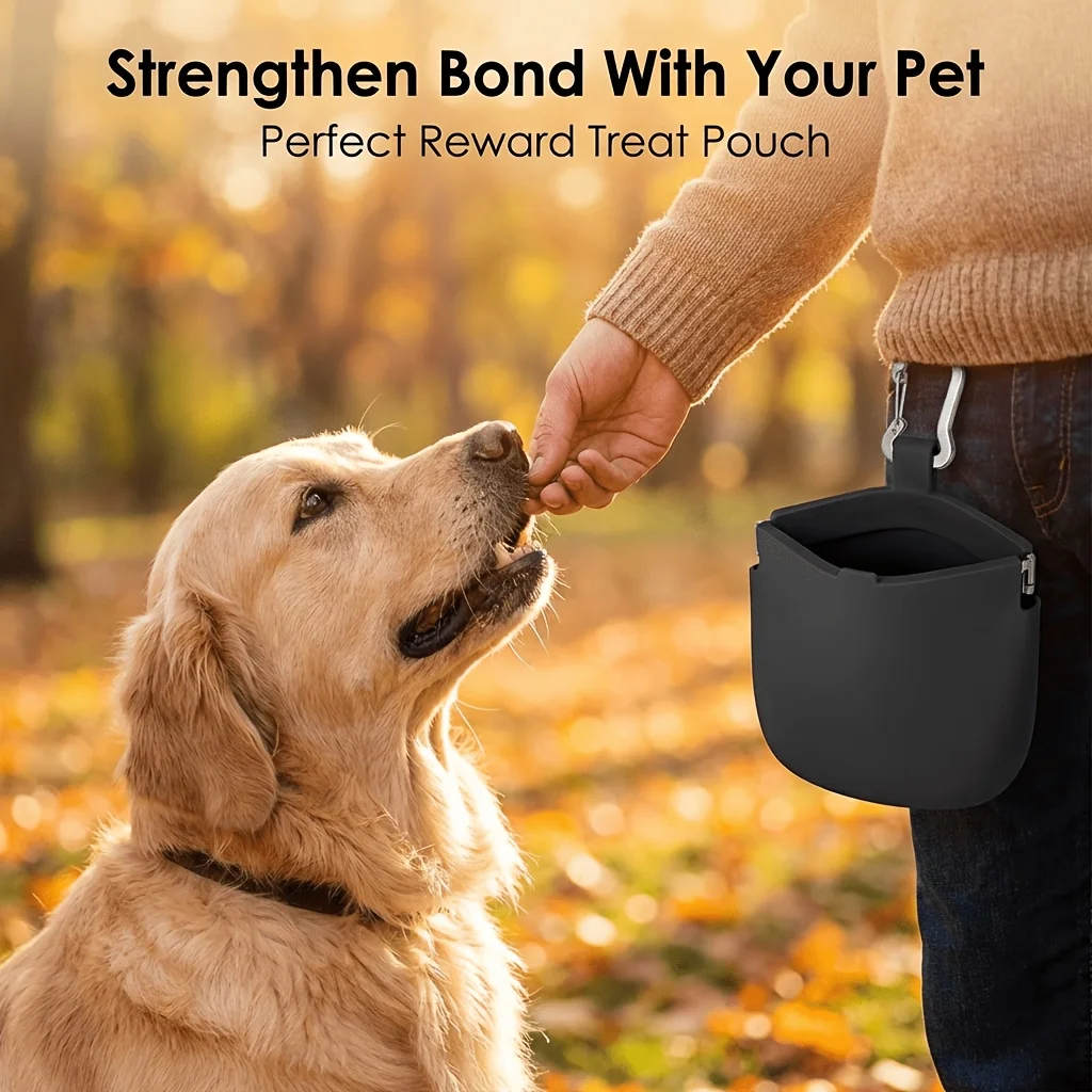 Silicone Dog Treat Pouch – Clip-On with Steel Hook