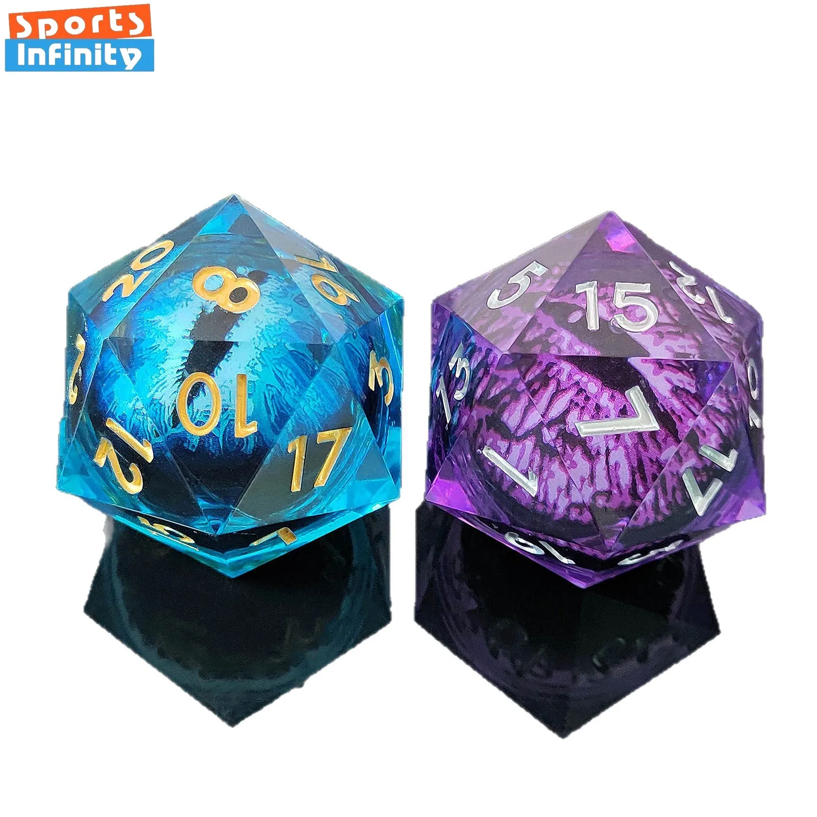 

Кубики D20 с жидким наполнением из смолы 35 мм, цифровые кубики для DND, TRPG, COC, настольных игр, многогранные кубики с цифрами