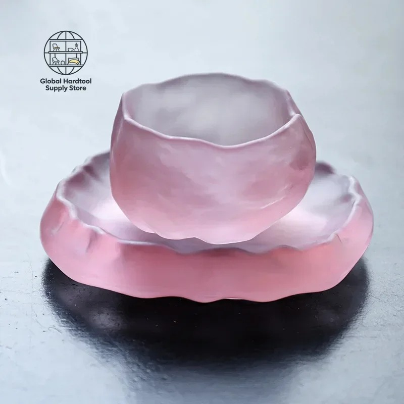 pink cups with handmade glass Japanese-style first snow master cup pink tea cups Kung Fu cups  bubble tea cup  tea cup