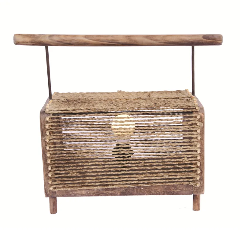 

Handmade log hemp rope craft floor lamp, pastoral homestay decorative lamps, handmade woodwork