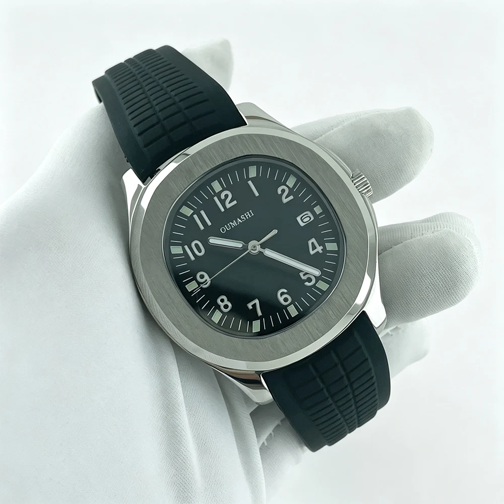 41mm Men's Watch Custom Stainless Steel case Rubber strap Sapphire Glass NH35 Movement Waterproof Automatic mechanical watch