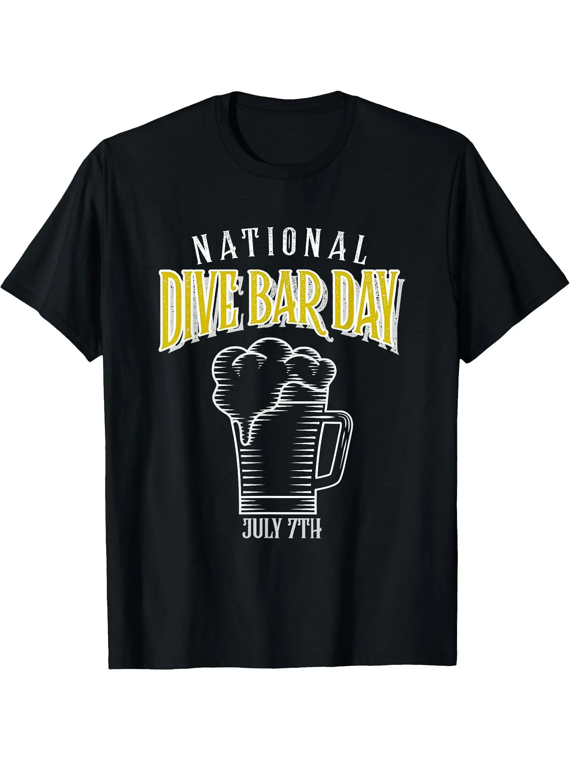 National Dive Bar Day July 7th T-Shirt 100% Cotton O-Neck Short Sleeve Summer Casual Mens T-shirt Streetwear