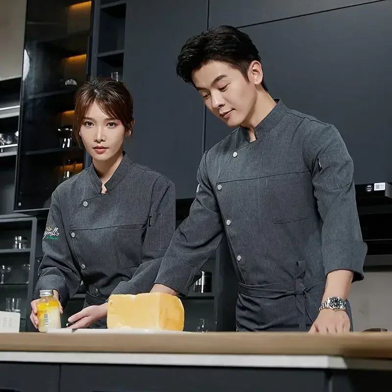 Abrigo de uniforme de Chef para hombre y mujer, chaqueta de cocinero de cocina, ropa de camarero de panadería y restaurante