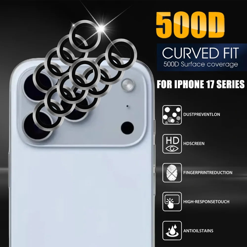 1-4 قطعة الزجاج المقسى آيفون 17 ProMax الهواء الخلفي عدسة حلقة غطاء آيفون 17Pro 17air 17promax حامي عدسة الكاميرا المعدنية
