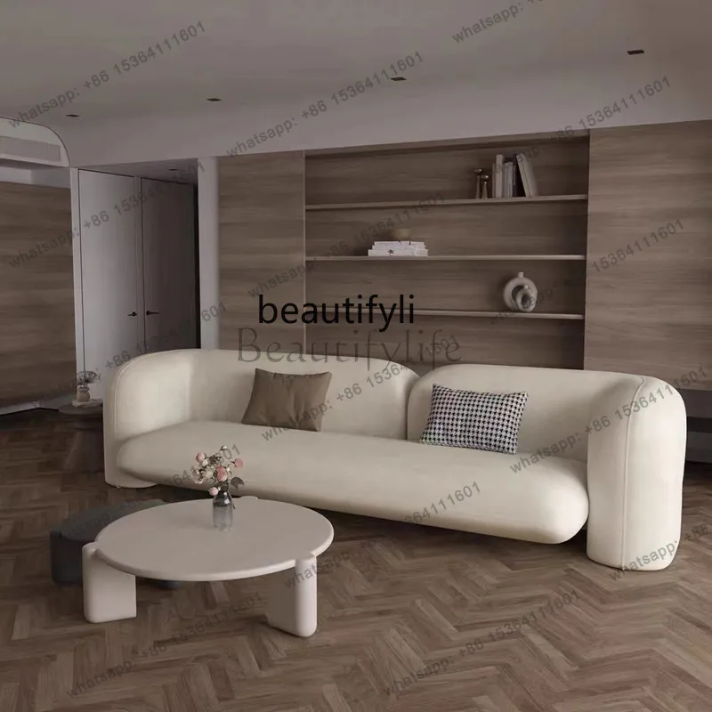 Italian minimalist special-shaped high-end light luxury straight row beauty shop reception area matte cloth sofa