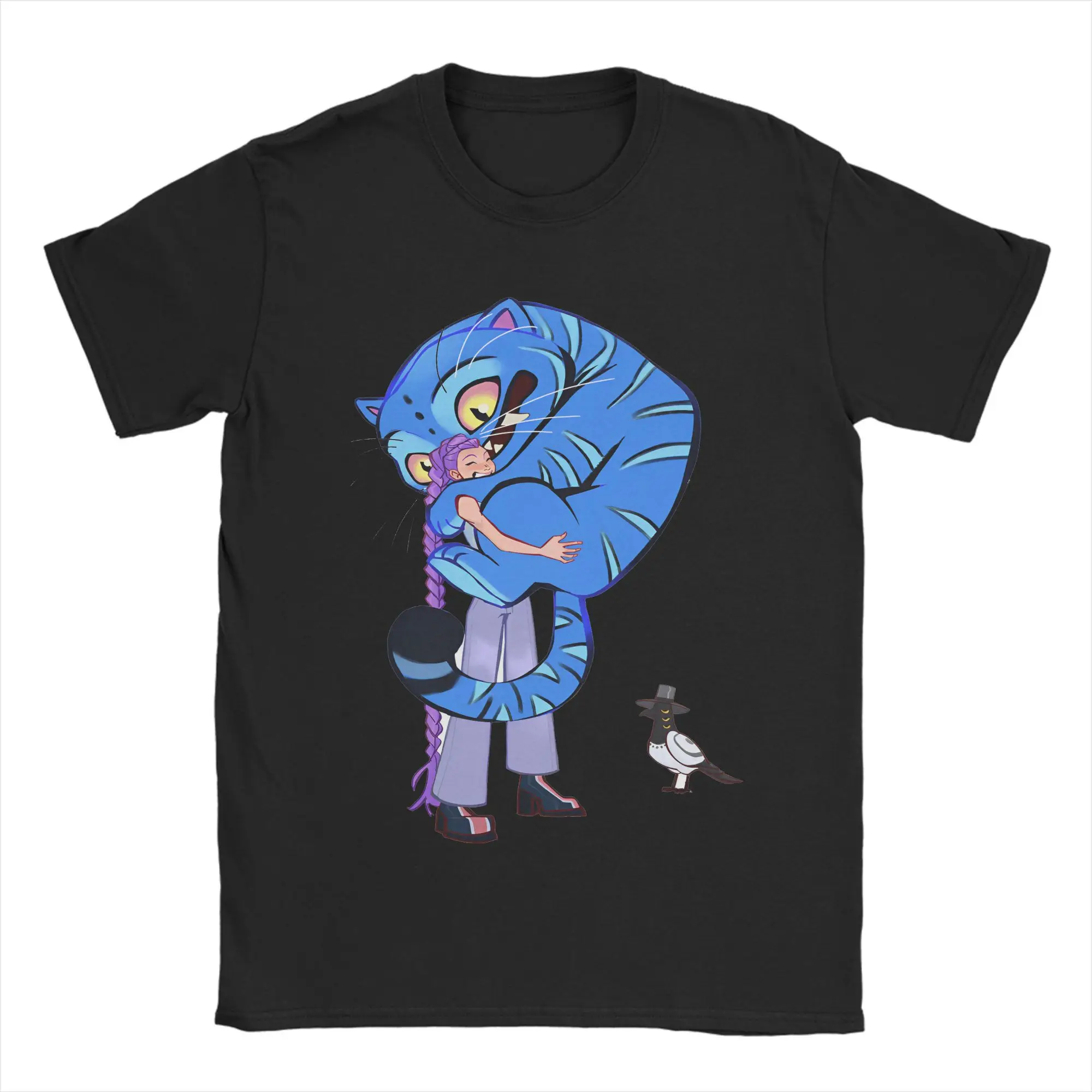 

strong hug me too tiger blue bayingimg T Shirt Beach Cotton T Shirts For Male Harajuku Loose Tshirt Short Sleeve Streetwear Top