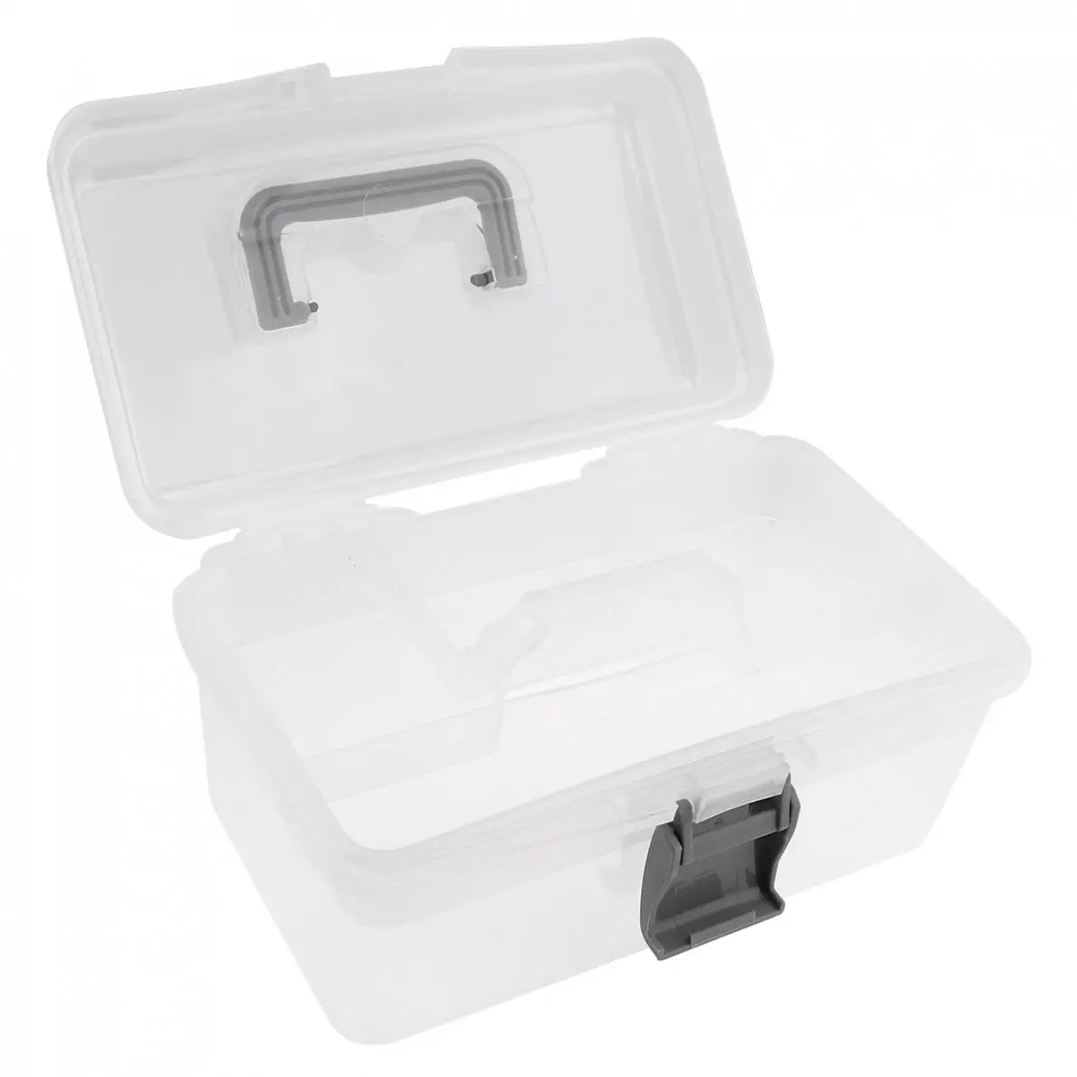 10 Inch Transparent White PP Plastic Double-layer Storage Tool Box with 260mm Length and 165mm Width for Hardware Accessories