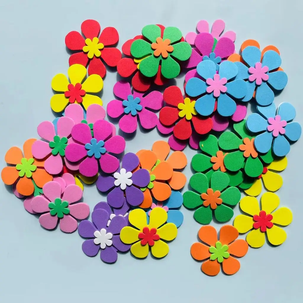 EVA Foam flower Adhesive backing Craft 3D Wall Decoration Kindergarten Layout School decorative wall stickers environment layout