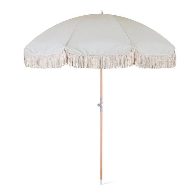 Outdoor Sun Protection Beach Umbrella Large Sun Umbrella Beach Seaside Pool Courtyard CampingTassel Sunshade