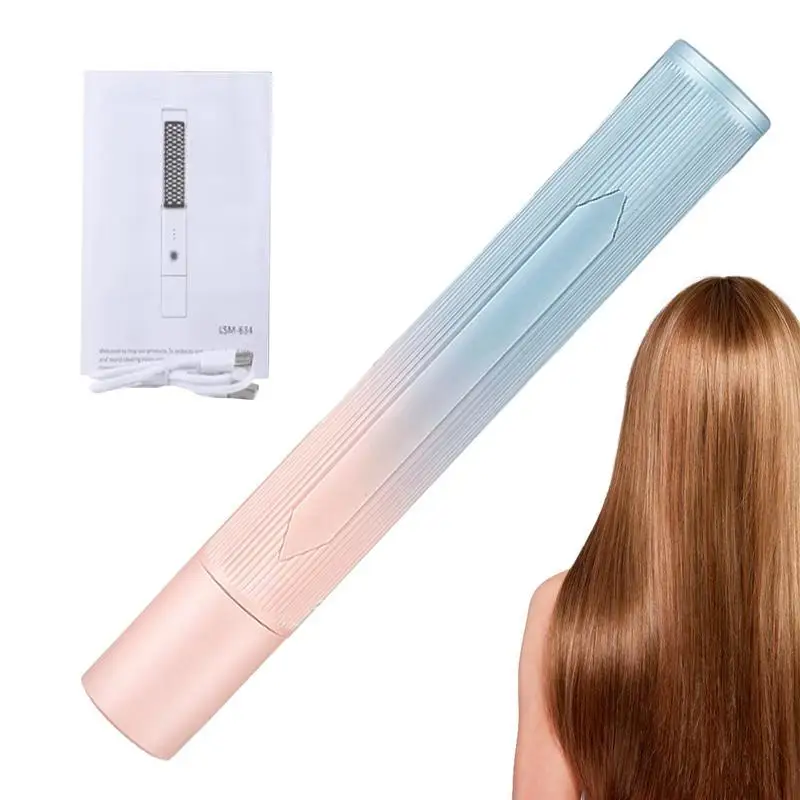 Cordless Hair Straightener Brush Rechargeable Hair Straightener Stick 4000mAh Straightening Brush USB For Women Anti-Scald