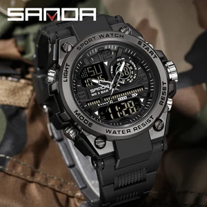 Sanda Men Sports Quartz Watch, Dual Display, LED, elektronisch, digital, wasserdicht, militärisch, für Männer 10 Hauptverkaufswand für die Akademie - №7