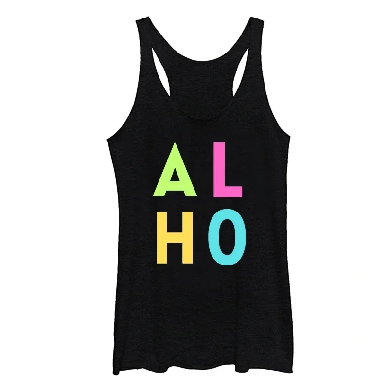 

Aloha Tops Sexy Women Clothing Pink Tank Top Hawaiian Travel Vest Summer Vacation White Top Gothic Clothes L