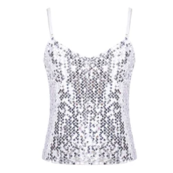 Shiny Summer Vest For Children Stylish Dance Tops Sleeveless V Neckline Straps Clothing Kids Fashion Sequins Decorated Tops