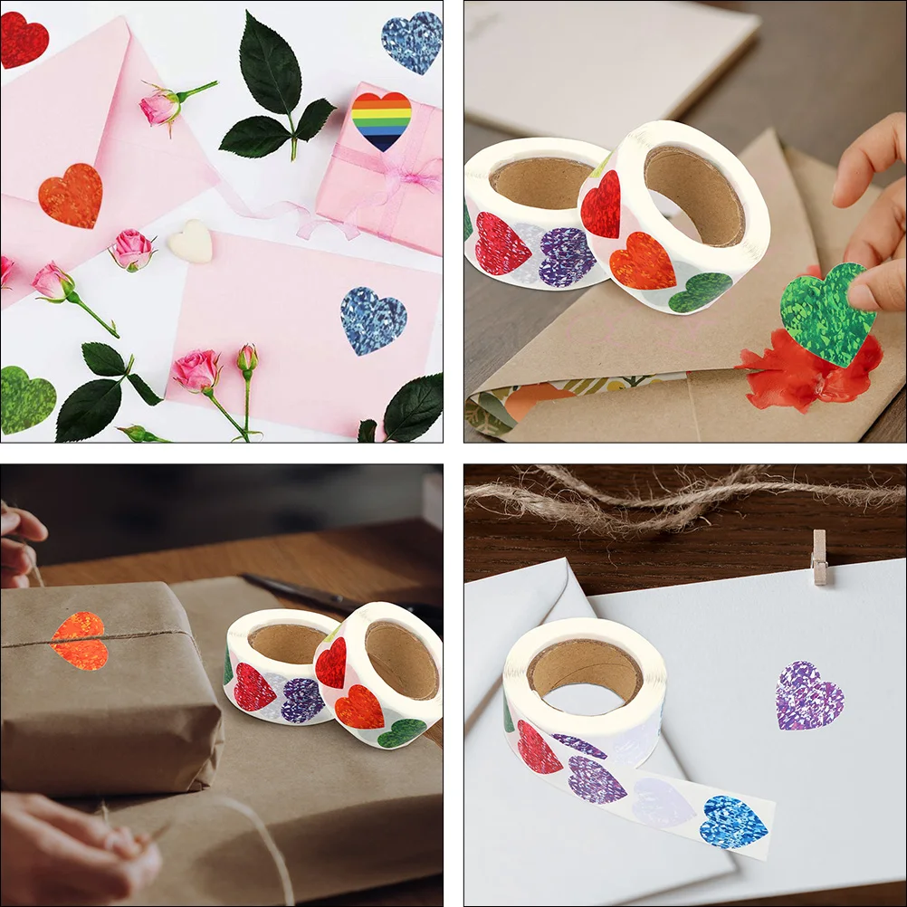 

2 Rolls Heart Shape Stickers Gift Decoration Sealing Envelopes Mother's Day Tabs Practical School Supplies Kids Art Crafts