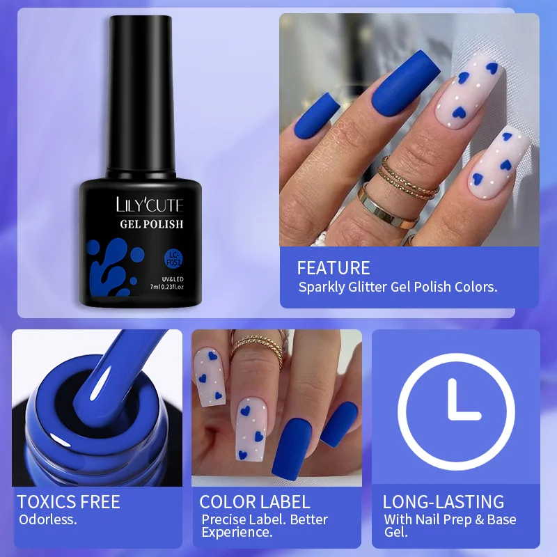 LILYCUTE 7ML Donkerblauw Gel Nagellak Herfst Winter Kleurrijke Serie Semi Permanente Matte Top Coat Nail Art Manicure Gel vernis