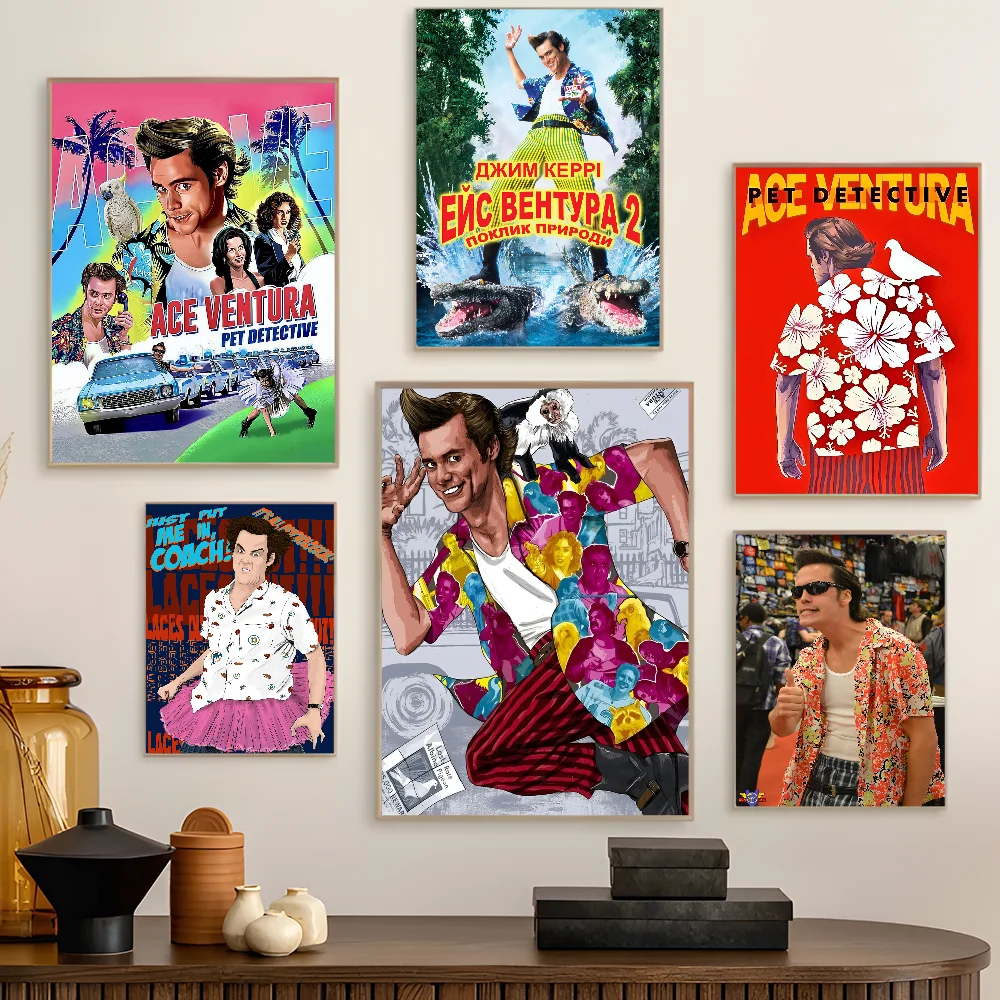 Jim Carrey Ace Ventura Classic Comedy Movie Classic Vintage Posters Decoracion Painting Wall Art Kraft Paper Kawaii Room Decor