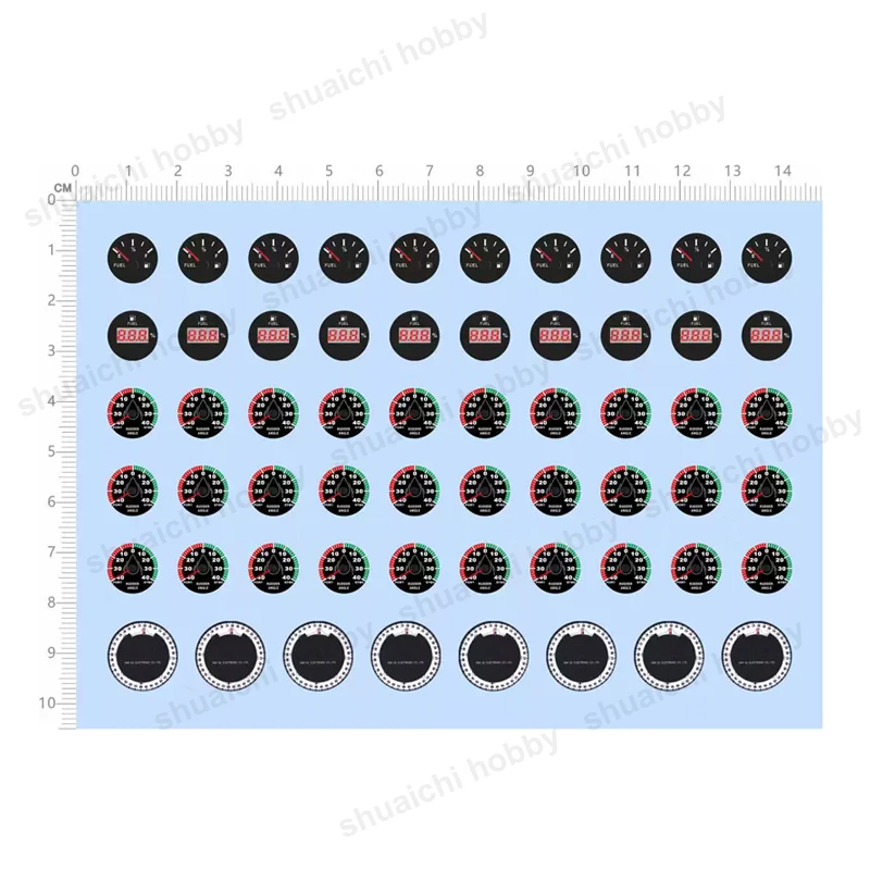 1PCS Simulated Instrument Panel Pattern Water Slide Decal Fuel/Speed Meter Dial Sticker for Scale Model Car Motorcycle Hobby DIY